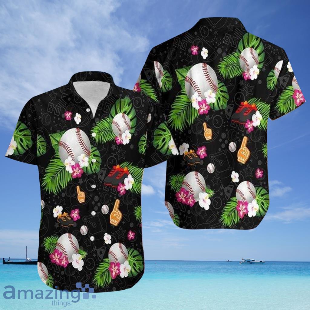 Baseball Black Tropical Hawaiian Shirt - Baseball Black Tropical Hawaiian Shirt
