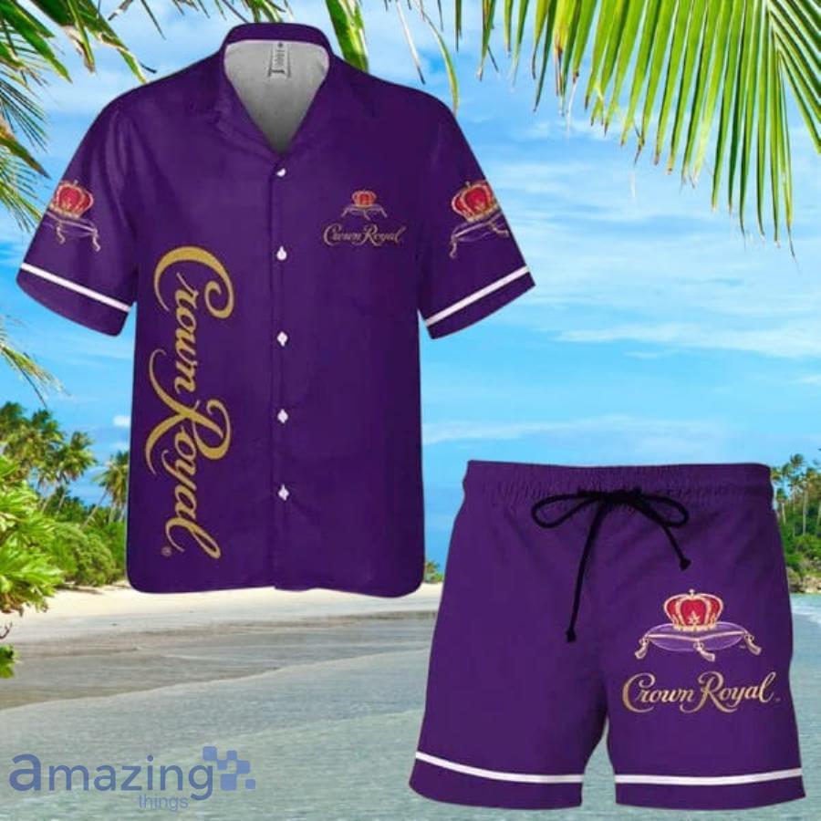 Basic Printed Crown Royal Short Sleeve Hawaiian Shirt And Short Product Photo 1