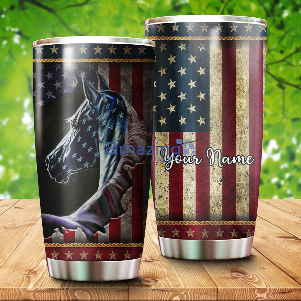 Beautiful Horse American Flag Patriotic Stainless Steel Tumbler - BeautifulHorseAmericanFlagPatrioticStainlessSteelTumbler