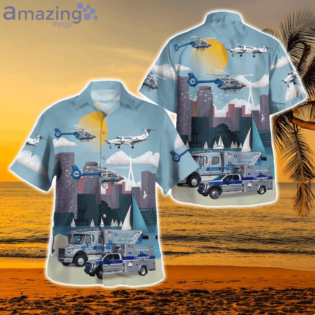 Bedford, Massachusetts, Boston Medflight Ambulance and Helicoptes Hawaiian Shirt - DLSI3103BG07 Bedford, Massachusetts, Boston MedFlight Ambulance And Helicoptes Hawaiian Shirt