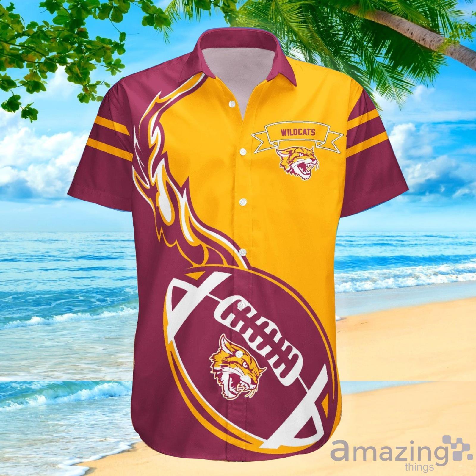 Bethune Cookman Wildcats Ncaa Flame Ball Hawaiian Shirt For Fans image Bethune-Cookman Wildcats Ncaa Flame Ball Hawaiian Shirt For Fans Product Photo 2