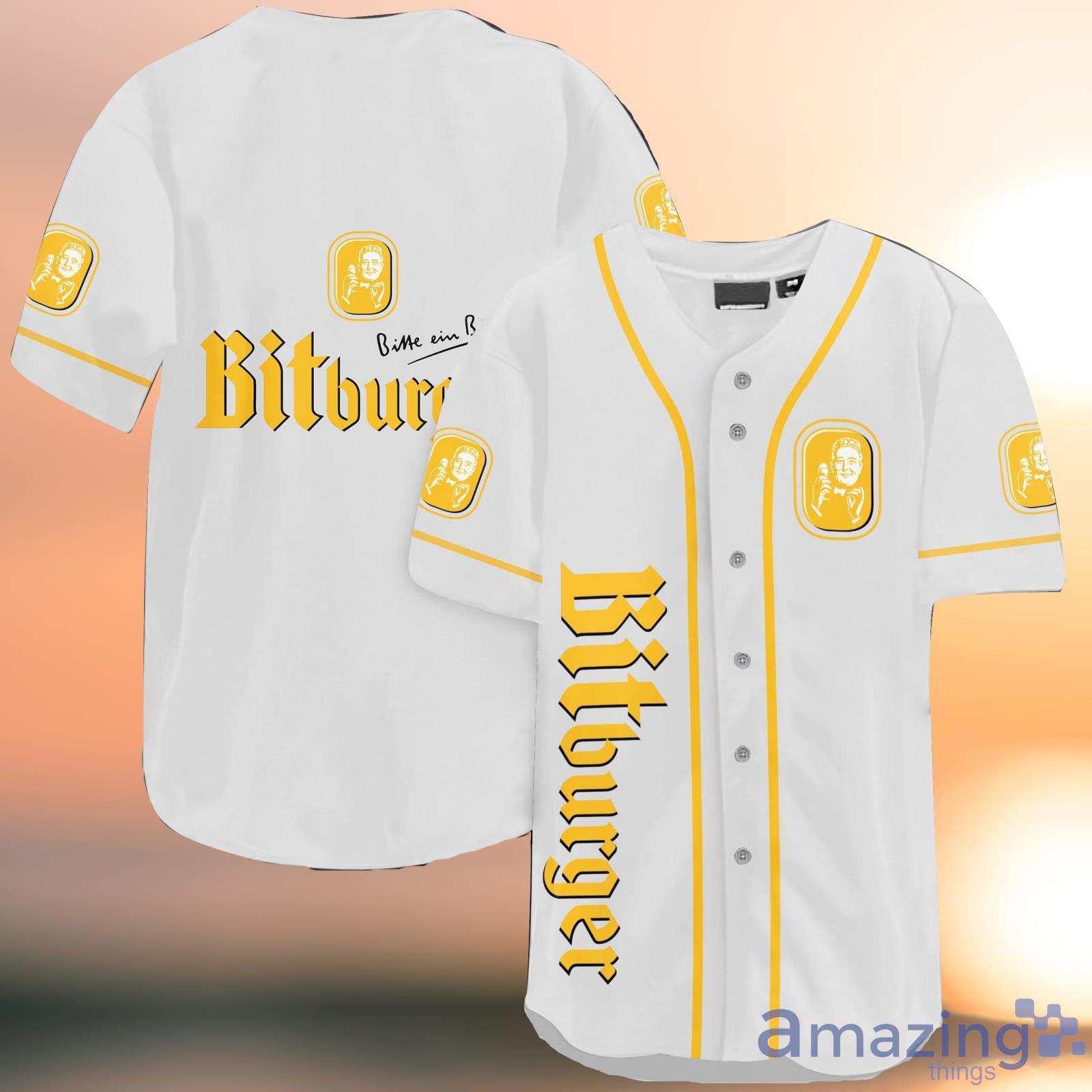 Bitburger Beer White Baseball Jersey Shirt Product Photo 1