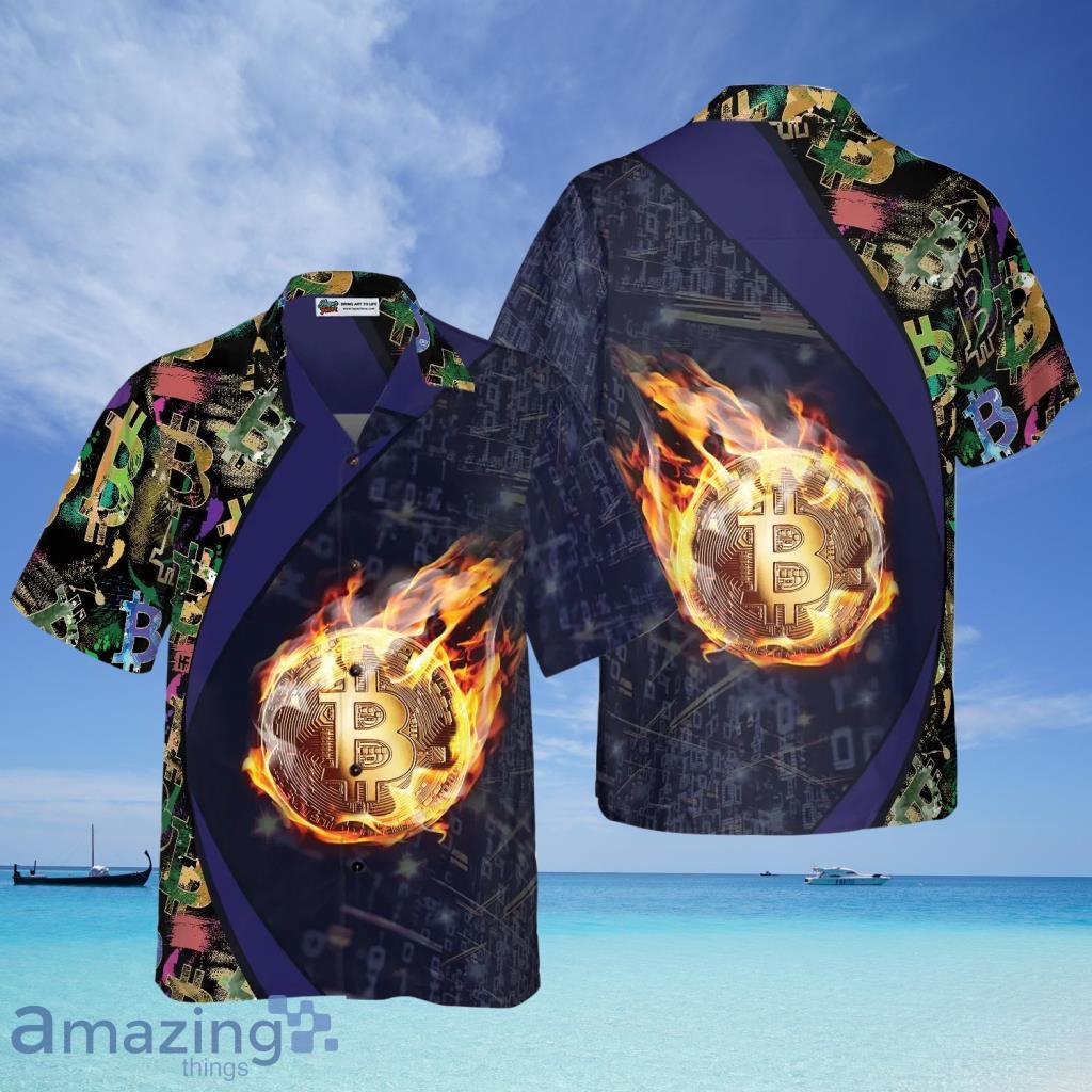 Bitcoin Block Chain Flame Hawaiian Shirt - Bitcoin Block Chain Flame Hawaiian Shirt