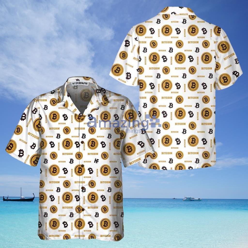 Bitcoin Seamless Pattern In White Background Hawaiian Shirt - Bitcoin Seamless Pattern In White Background Hawaiian Shirt