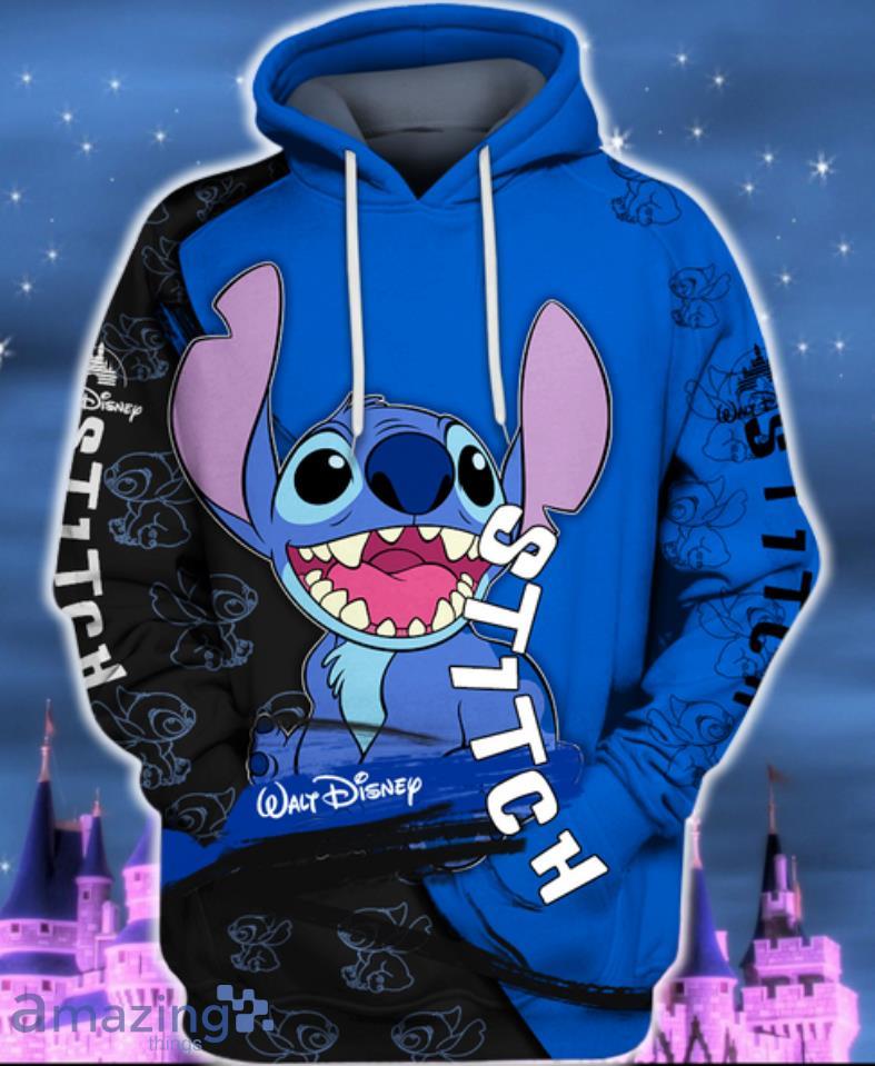 Black & Blue Stitch Lovely All Over Print 3D Hoodie image Black & Blue Stitch Lovely All Over Print 3D Hoodie Product Photo 2