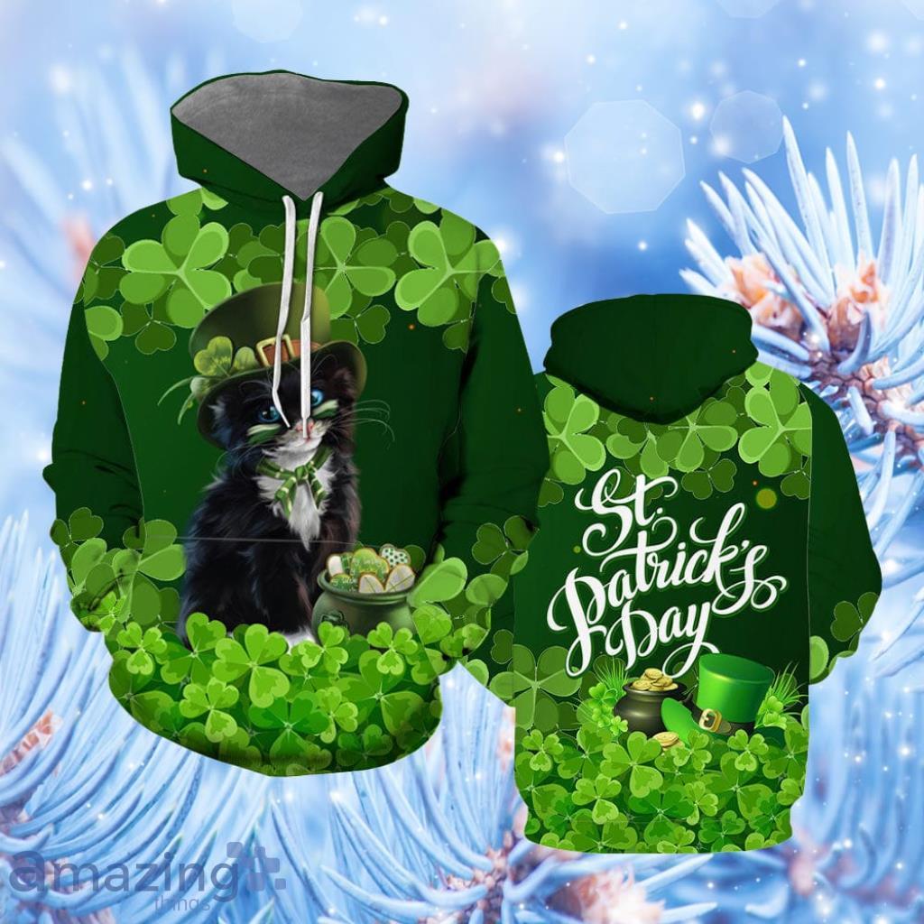 Black Cat Happy St. Patricks Day Hoodie  3D All Over Print - Black Cat Happy St. Patricks Day Hoodie All Over Print  For Men & Women  HP5521