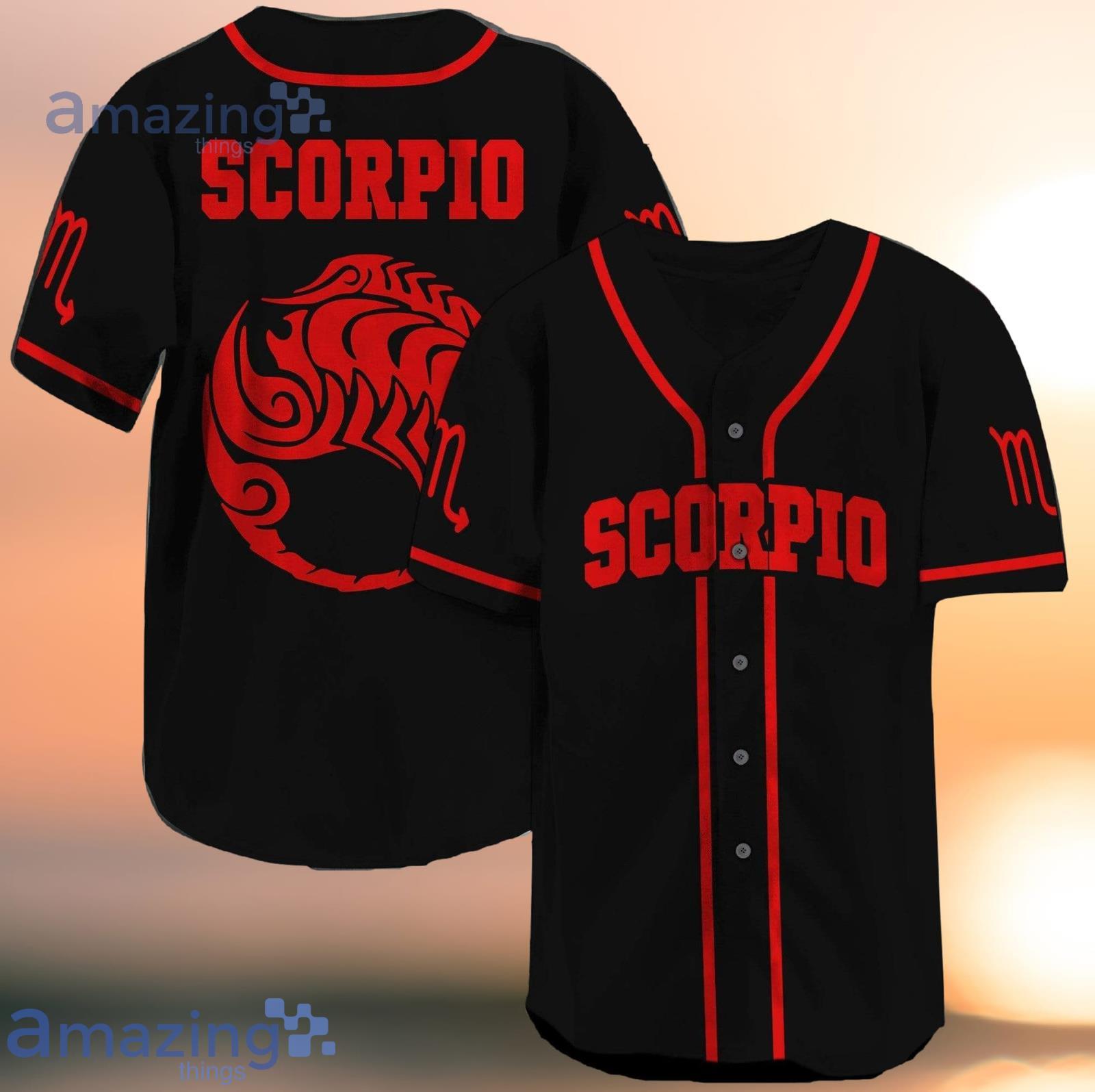 Black Red Scorpio Zodiac Baseball Jersey Shirt Product Photo 1