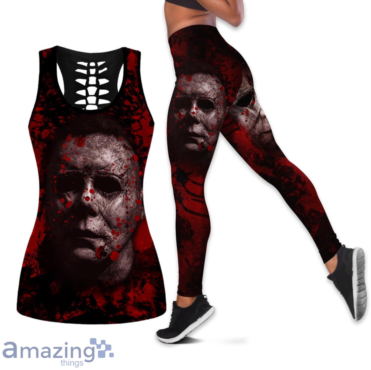 Blood Michael Myers Women 3D Combo Hollow Tank Top And Leggings Product Photo 1 Blood Michael Myers Women 3D Combo Hollow Tank Top And Leggings Product Photo 1