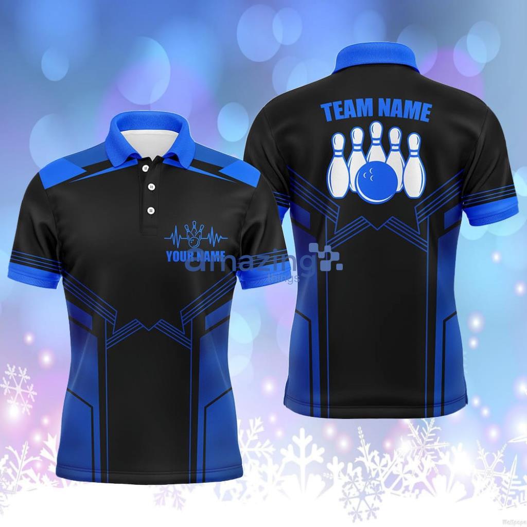 Blue Bowling Shirtfor Men Custom Name Polo Shirt - BlueBowlingShirtforMenCustomNamePoloShirt