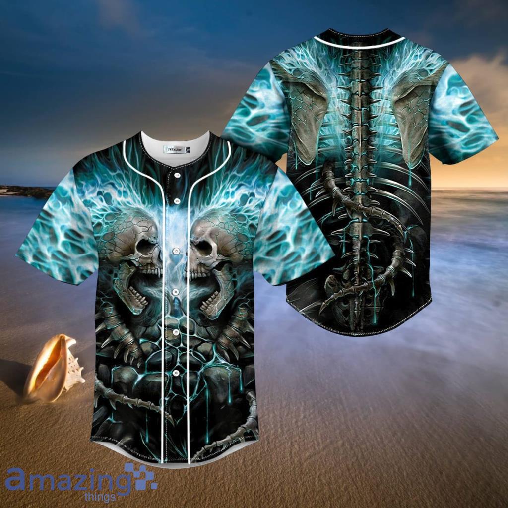 Blue Lightning Skull Trending Baseball Jersey Shirt - Blue Lightning Skull Trending Baseball Jersey Shirt