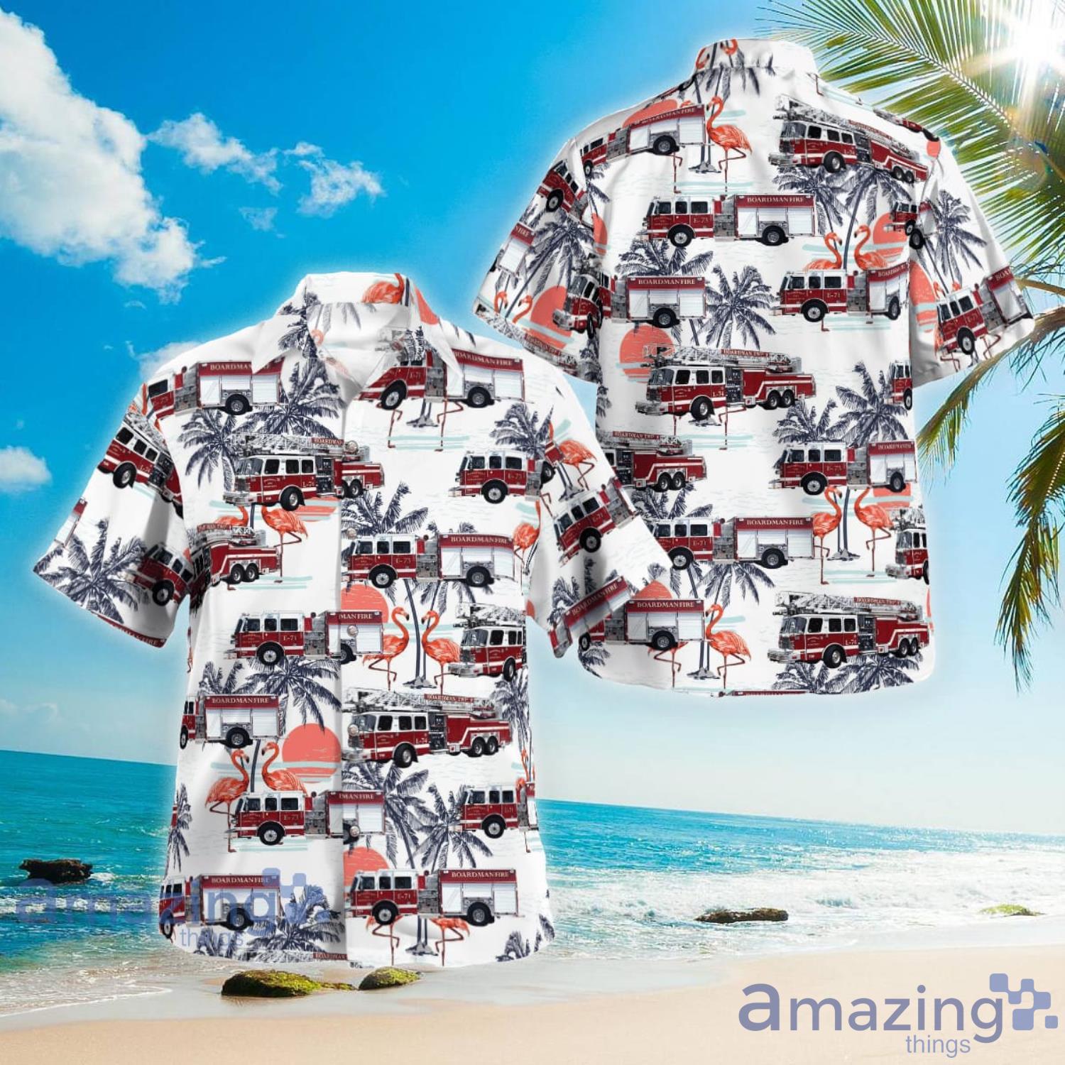 Boardman Ohio Boardman Township Fire Department Flamingo Pattern Hawaiian Shirt Aloha Summer Gift For Men And Women Product Photo 1