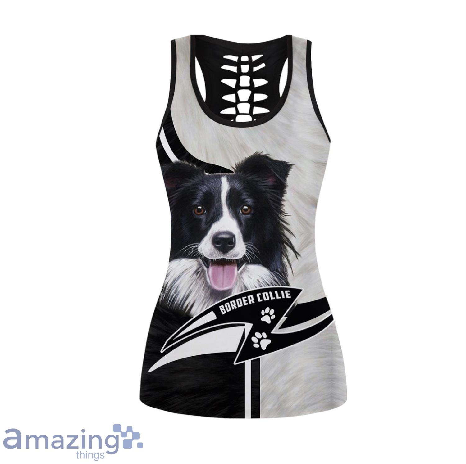 Border Collie Women 3D Combo Hollow Tank Top And Leggings