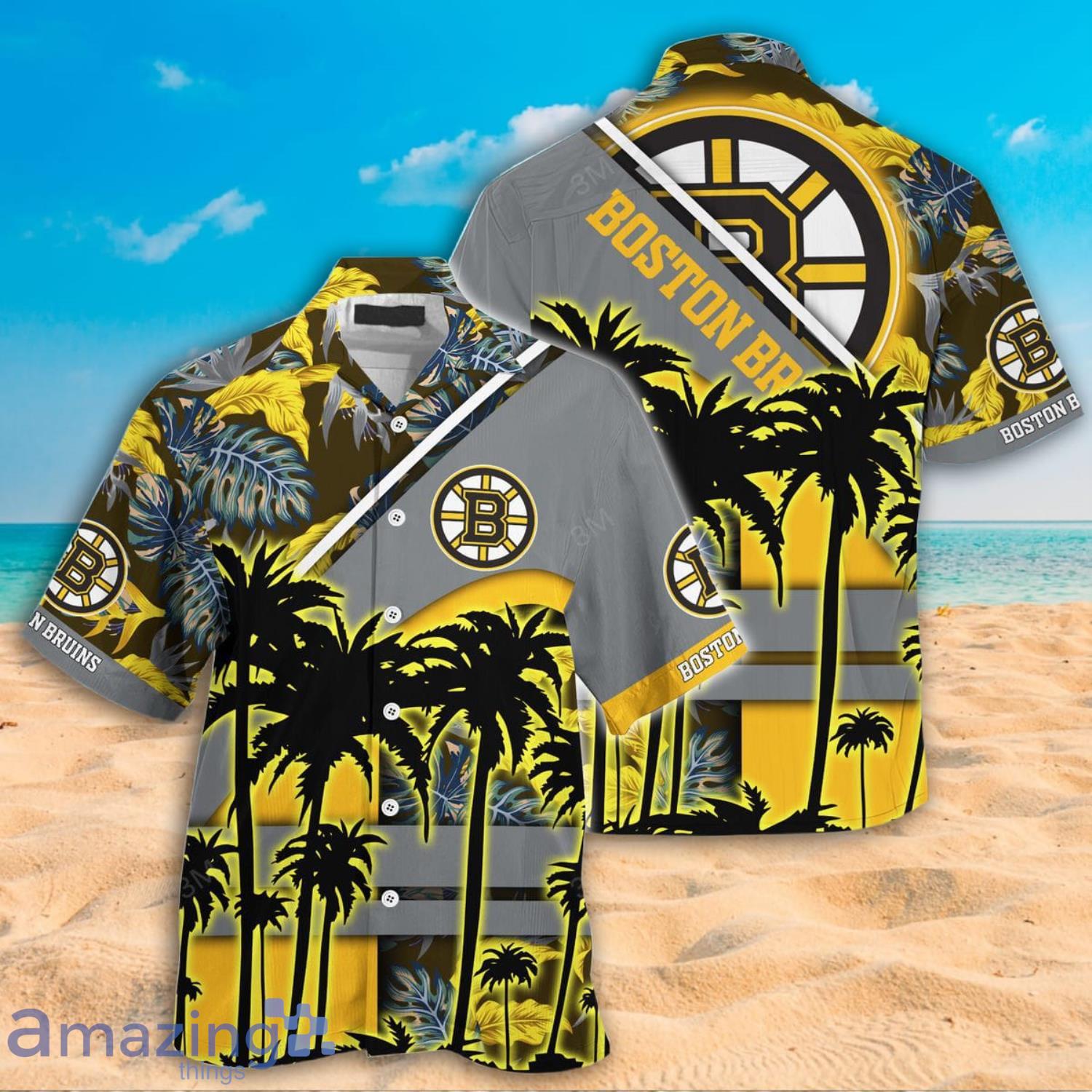 Boston Bruins NHL Coconut Tree And Tropical Pattern Hawaiian Shirt And Shorts Product Photo 1
