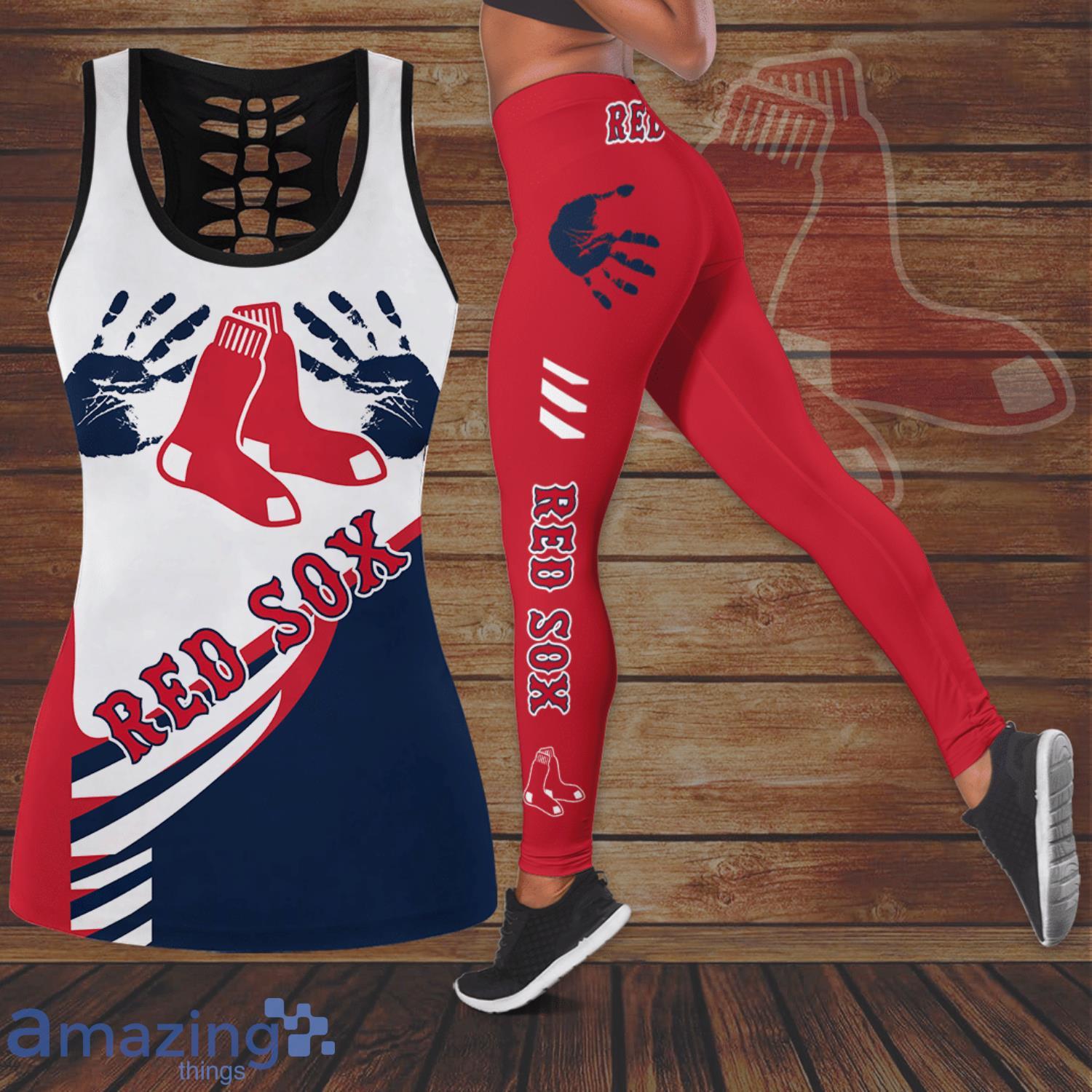 Boston Red Sox All Over Print 3D Combo Hollow Tank Top And Leggings For  Women