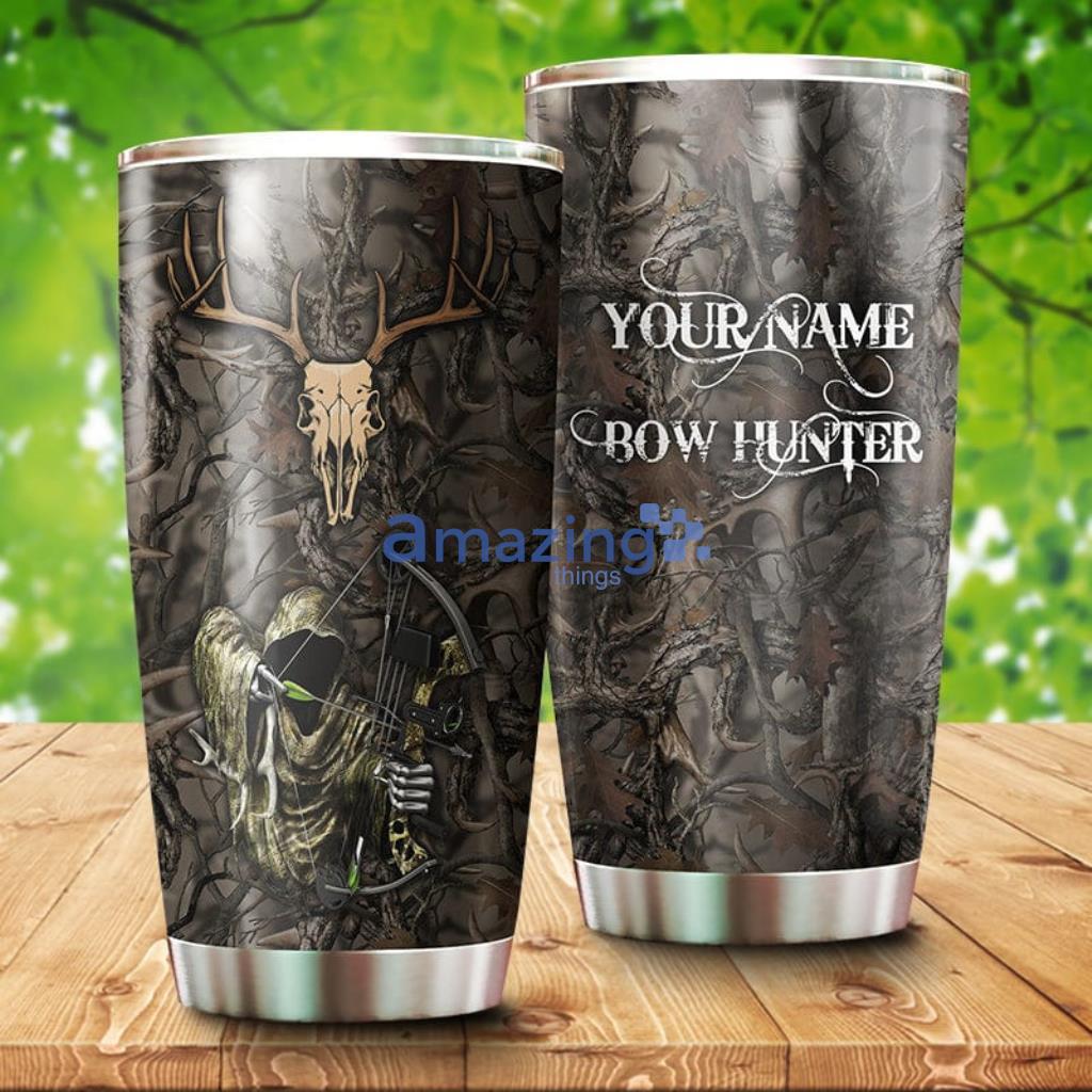 Bow Hunter Camo Hunting Custom Name Stainless Steel Tumbler - BowHunterCamoHuntingCustomNameStainlessSteelTumbler