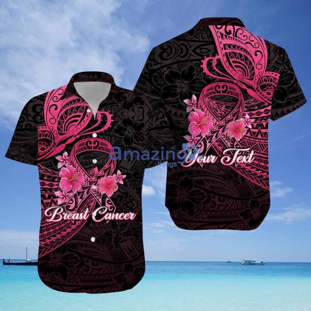 Breast Cancer Pink Ribbon Butterfly Polynesian Black Custom Name
