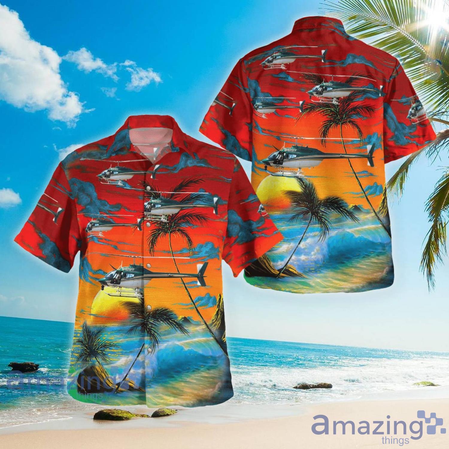Brevard County Sheriff Department Bell OH-58A Kiowa Sunset Hawaiian Shirt Aloha Summer Gift For Men And Women Product Photo 1