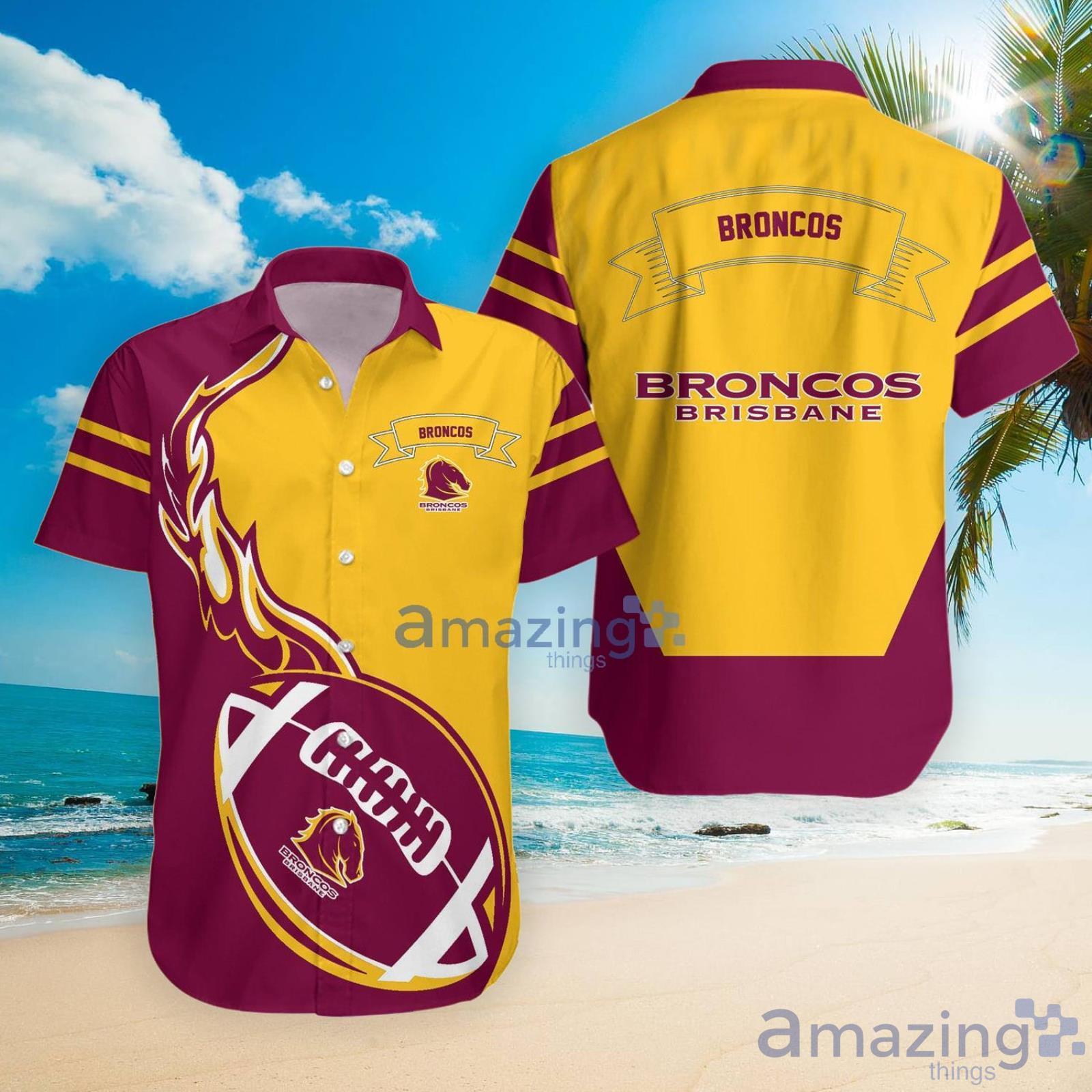 Brisbane Broncos Nrl Flame Ball Hawaiian Shirt For Fans