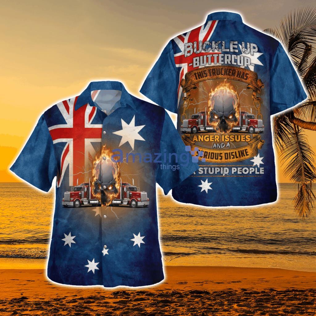 Buckle up buttercup Australia Trucker Hawaiian Shirt - Buckle up buttercup Australia Trucker Hawaiian Shirt