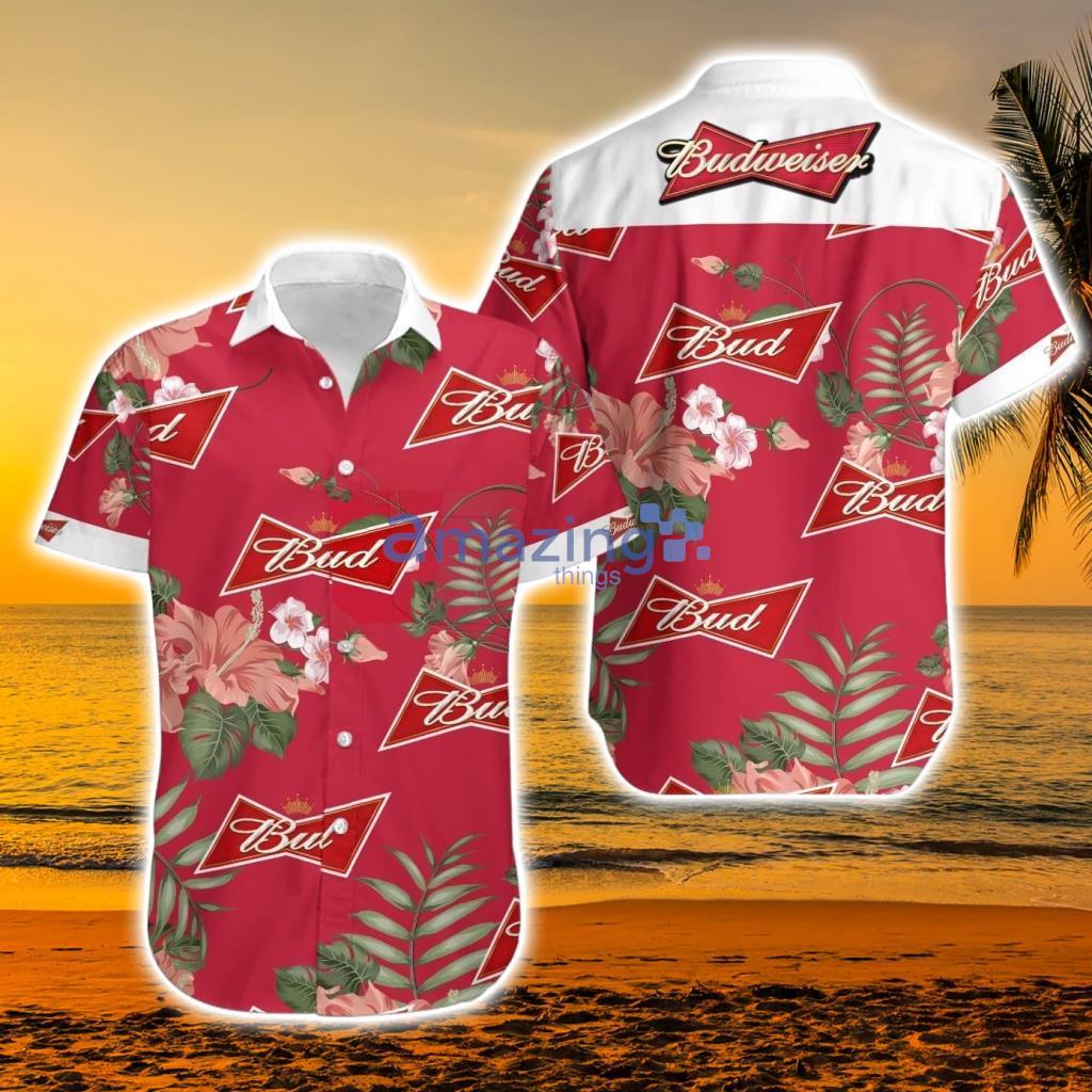 Cotton Textured Red Hibiscus Hawaiian Shirt