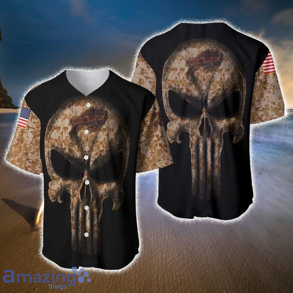 Buffalo Bills Camouflage Skull Baseball Jerseys - Buffalo Bills Camouflage Skull Baseball Jerseys