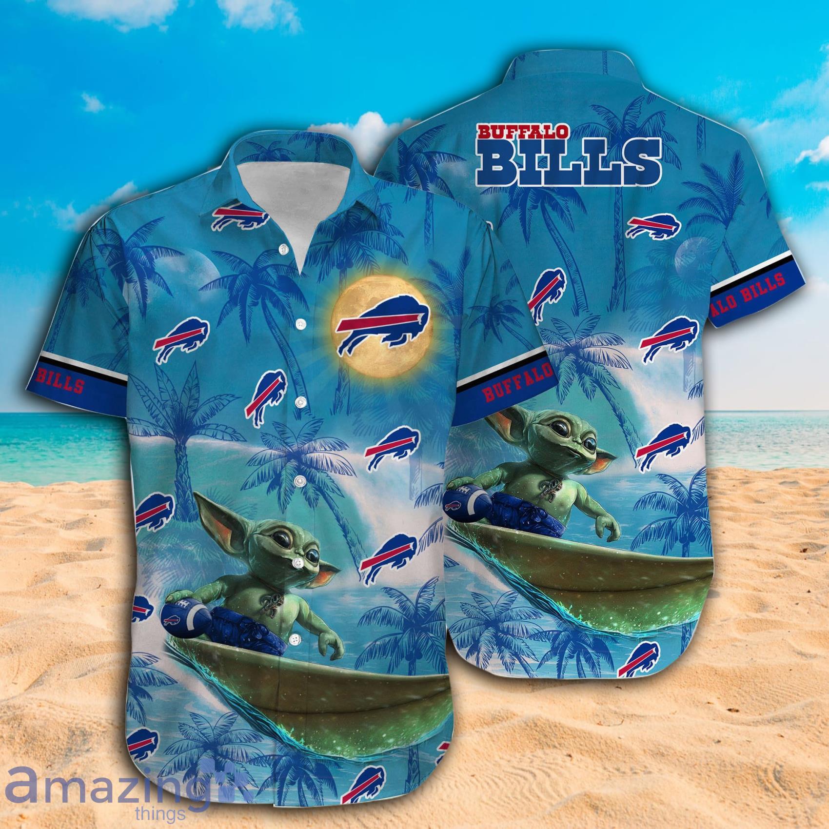 Buffalo Bills Football Team Baby Yoda Surfing Summer Beach Hawaiian Shirt And Beach Short Product Photo 1