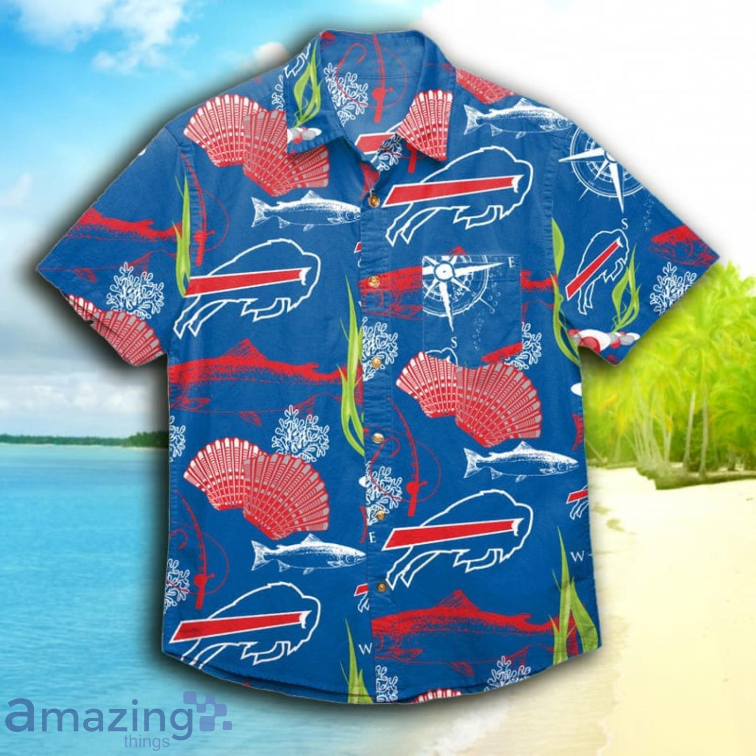 Buffalo Bills Nfl Mens Floral Short Sleeve Hawaiian Shirt Product Photo 1