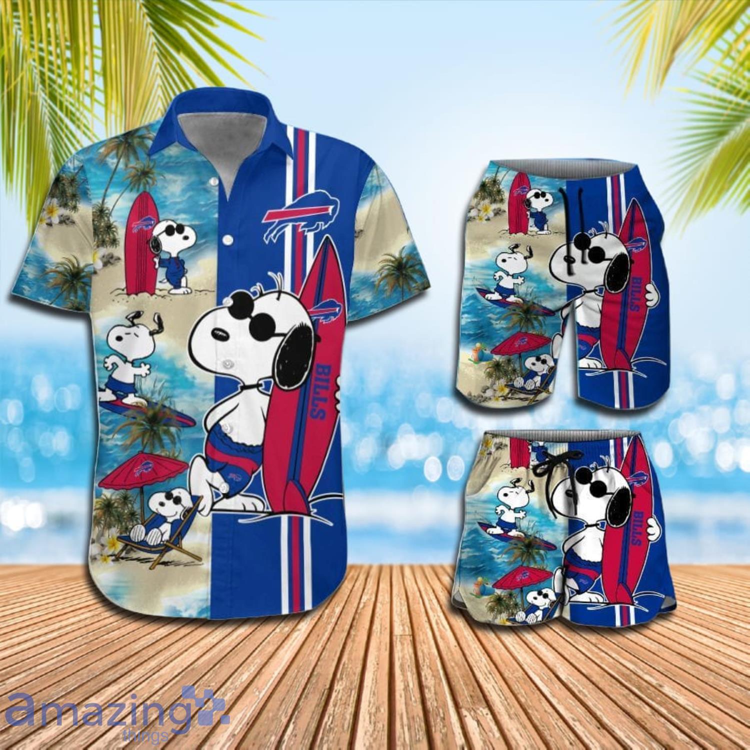 Buffalo Bills Snoopy Surfing Summer Beach Hawaiian Shirt And Short Product Photo 1