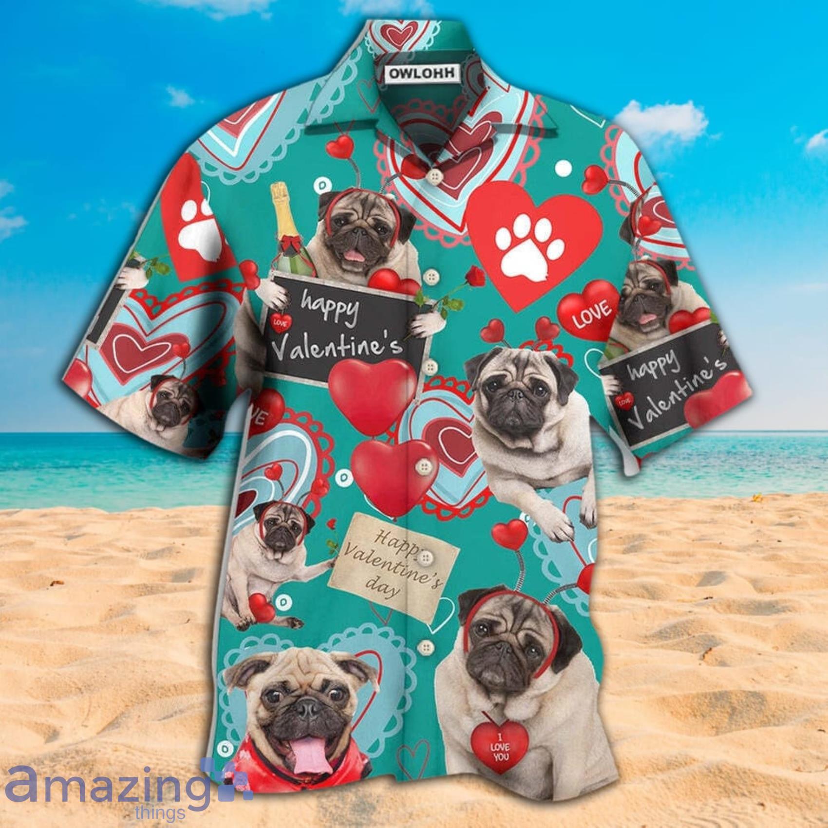 Bulldog Happy Valentine Love Paw Hawaiian Shirt Product Photo 1