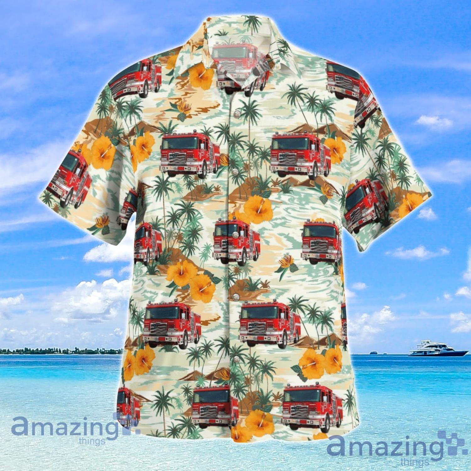 Burien Washington King County Fire District #2 Beach Summer Gift Yellow Flower Hawaiian Shirt image Burien Washington King County Fire District #2 Beach Summer Gift Yellow Flower Hawaiian Shirt Product Photo 2