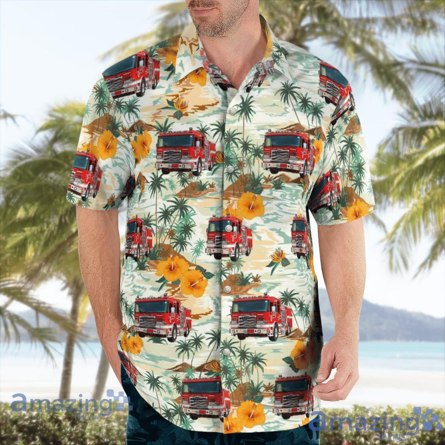Burien Washington King County Fire District #2 Beach Summer Gift Yellow Flower Hawaiian Shirt image Burien Washington King County Fire District #2 Beach Summer Gift Yellow Flower Hawaiian Shirt Product Photo 3