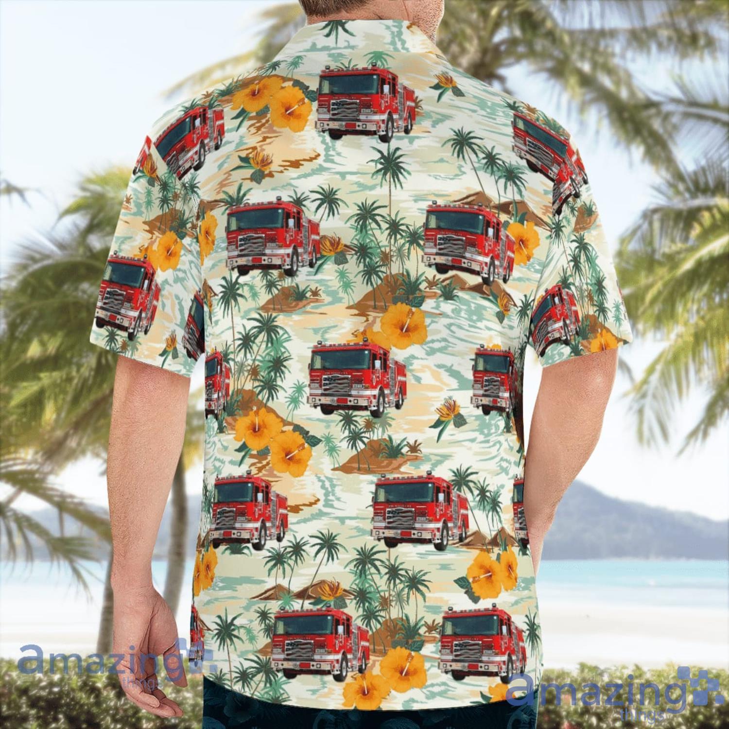 Burien Washington King County Fire District #2 Beach Summer Gift Yellow Flower Hawaiian Shirt image Burien Washington King County Fire District #2 Beach Summer Gift Yellow Flower Hawaiian Shirt Product Photo 4