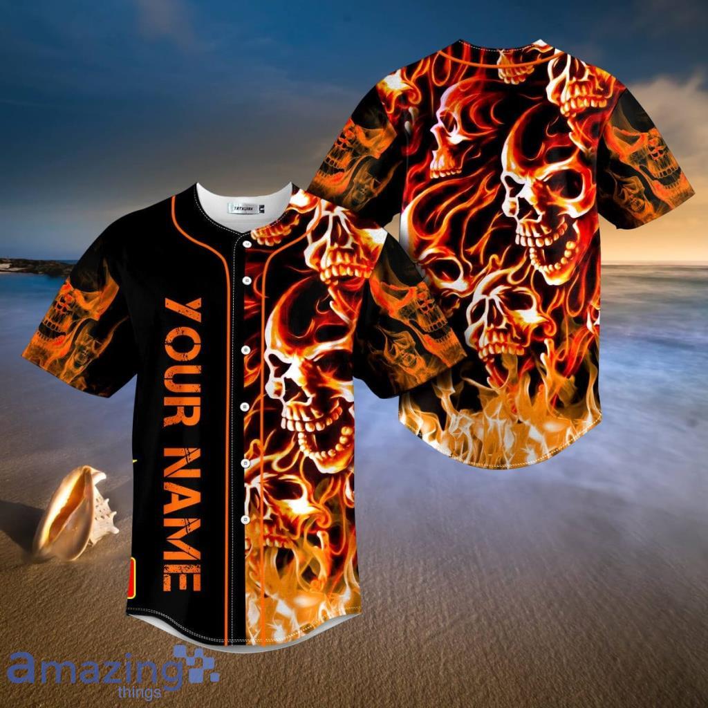 Burning Skull Custom Trending Baseball Jersey Shirt - Burning Skull Custom Trending Baseball Jersey Shirt