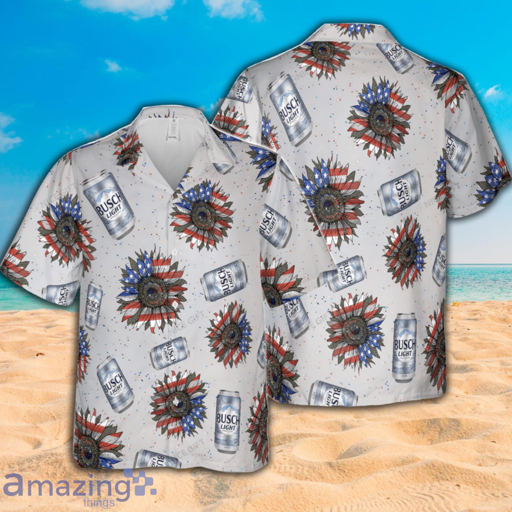 Busch Light Sunflowered 4th Of July Short Sleeve Hawaiian Shirt Product Photo 1