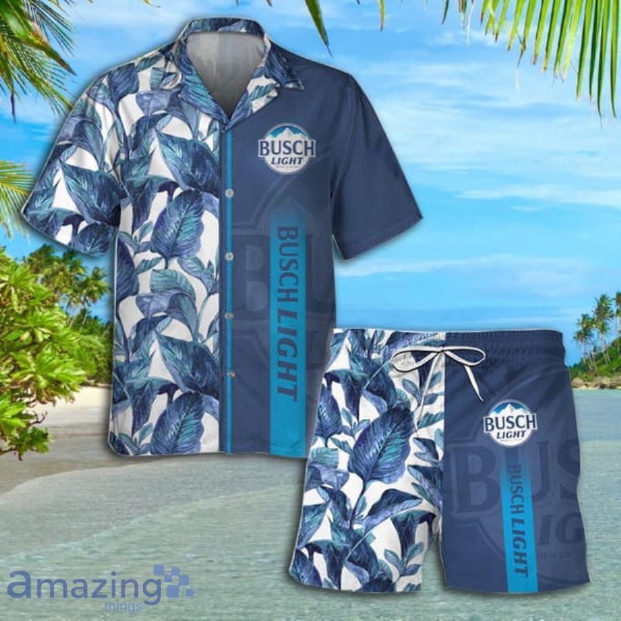 Busch Light Tropical Leaf Short Sleeve Hawaiian Shirt And Short Product Photo 1