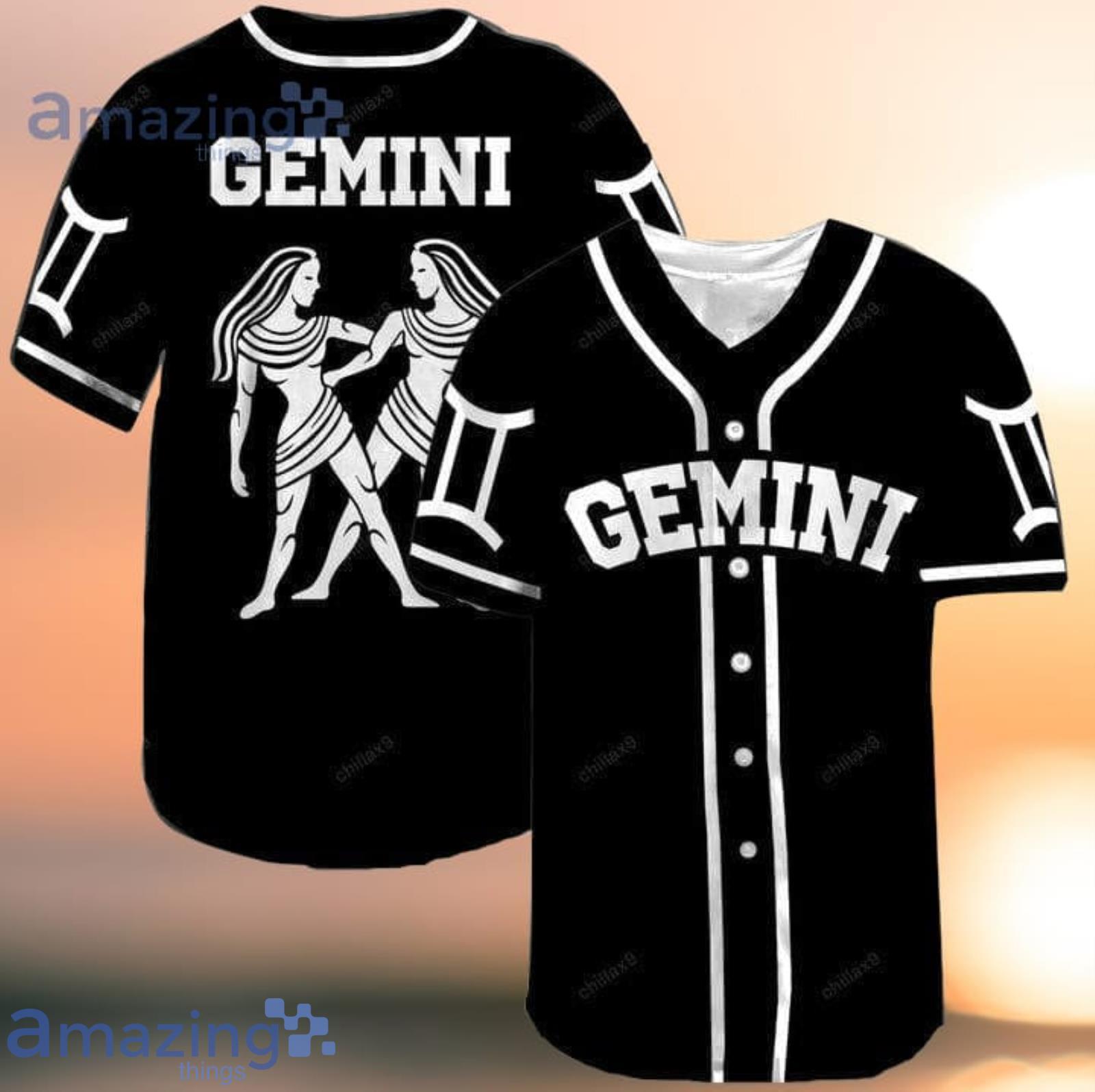 B&W Zodiac Gemini Baseball Jersey Shirt Product Photo 1