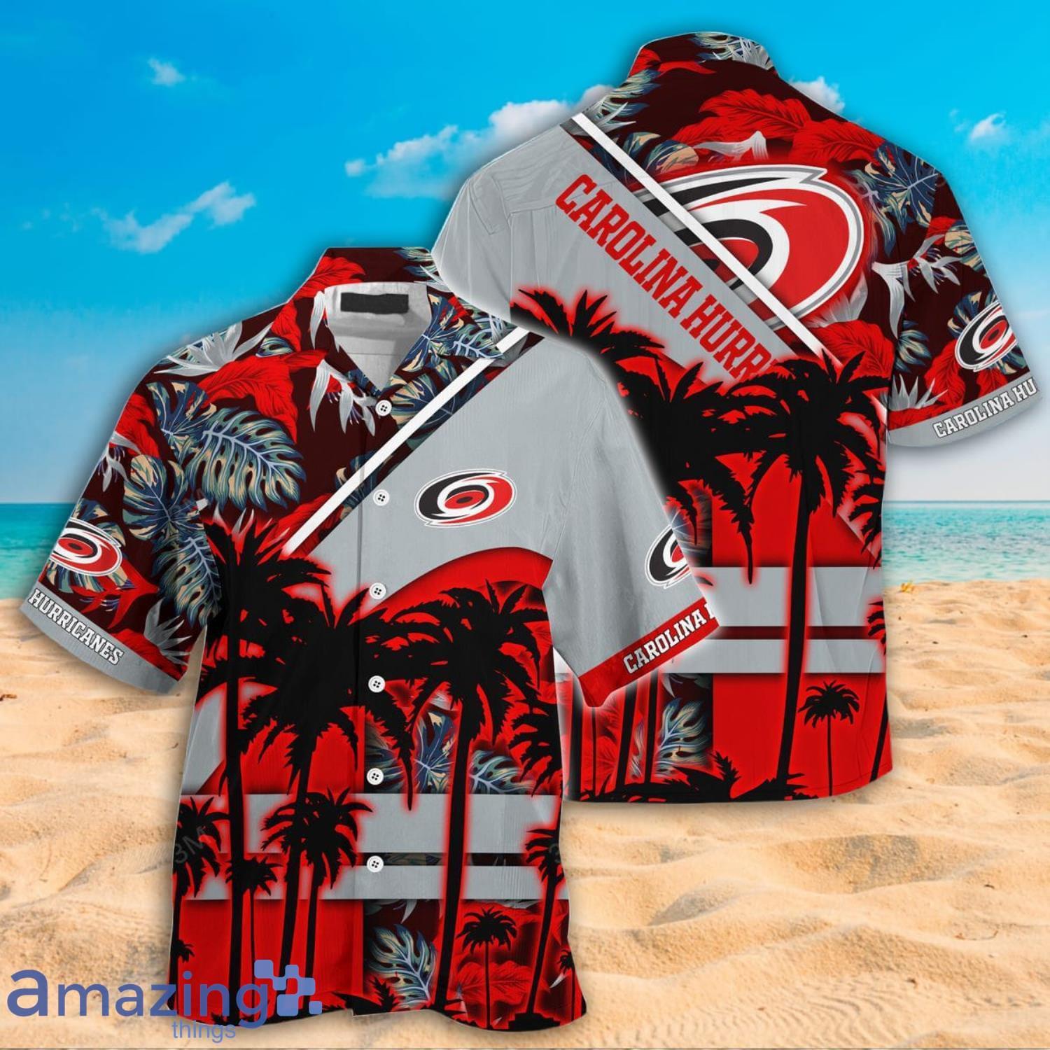 Carolina Hurricanes NHL Coconut Tree And Tropical Pattern Hawaiian Shirt And Shorts Product Photo 1