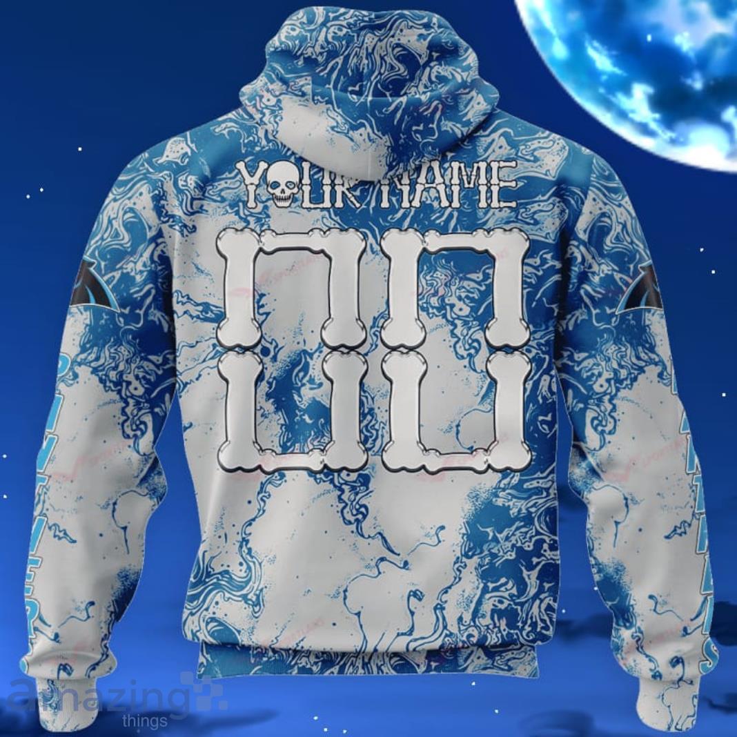 Carolina Panthers NFL Custom Name And Number Skull Halloween Gift For Fan 3D Hoodie image Carolina Panthers NFL Custom Name And Number Skull Halloween Gift For Fan 3D Hoodie Product Photo 2