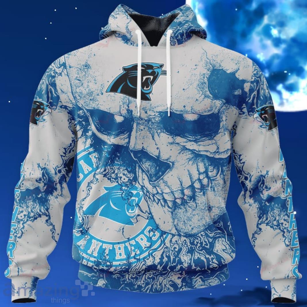 NFL Carolina Panthers Skull Blue Hoodie, Zip Hoodie 3D All Over