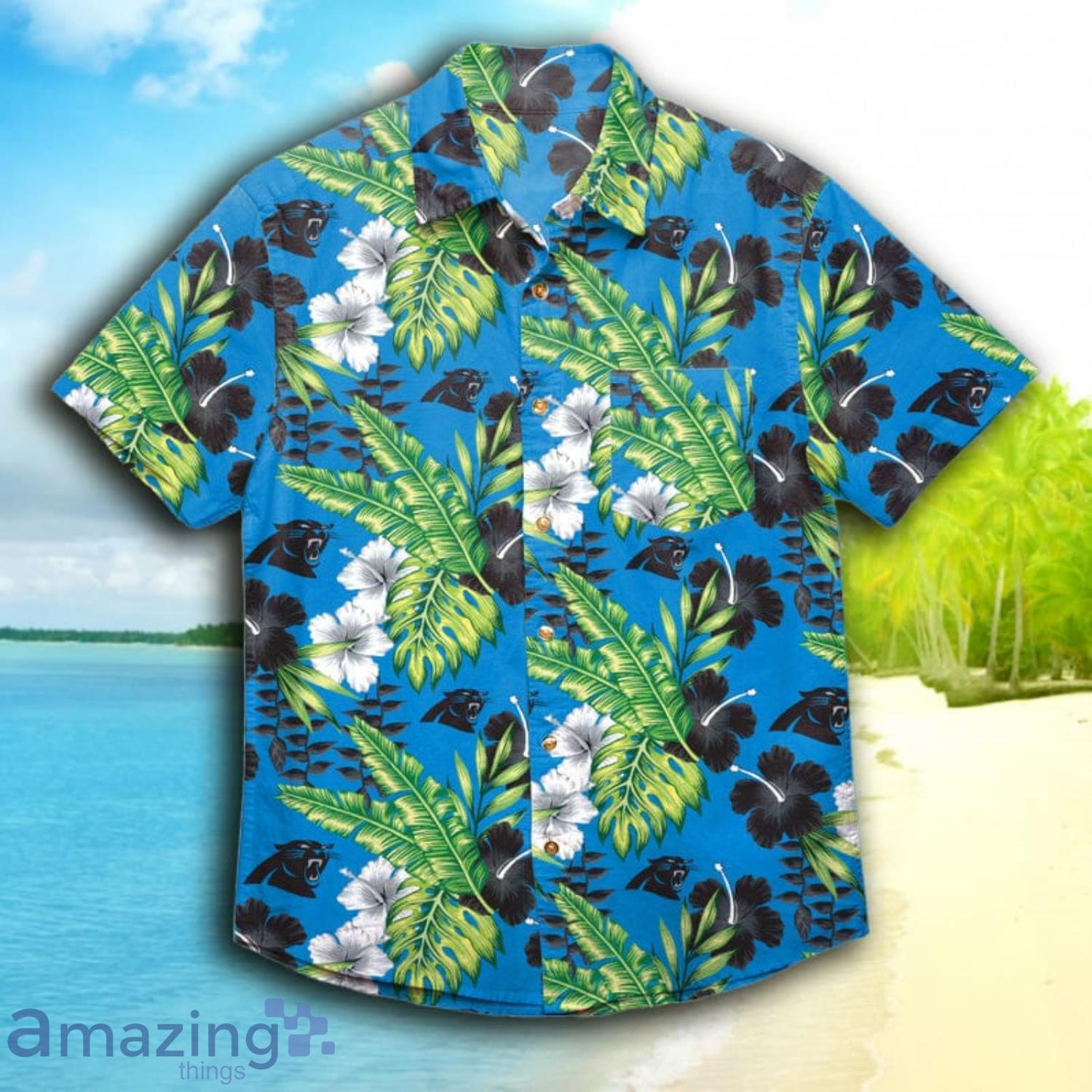 Carolina Panthers NFL Black And Blue Short Sleeves Hawaiian Shirt