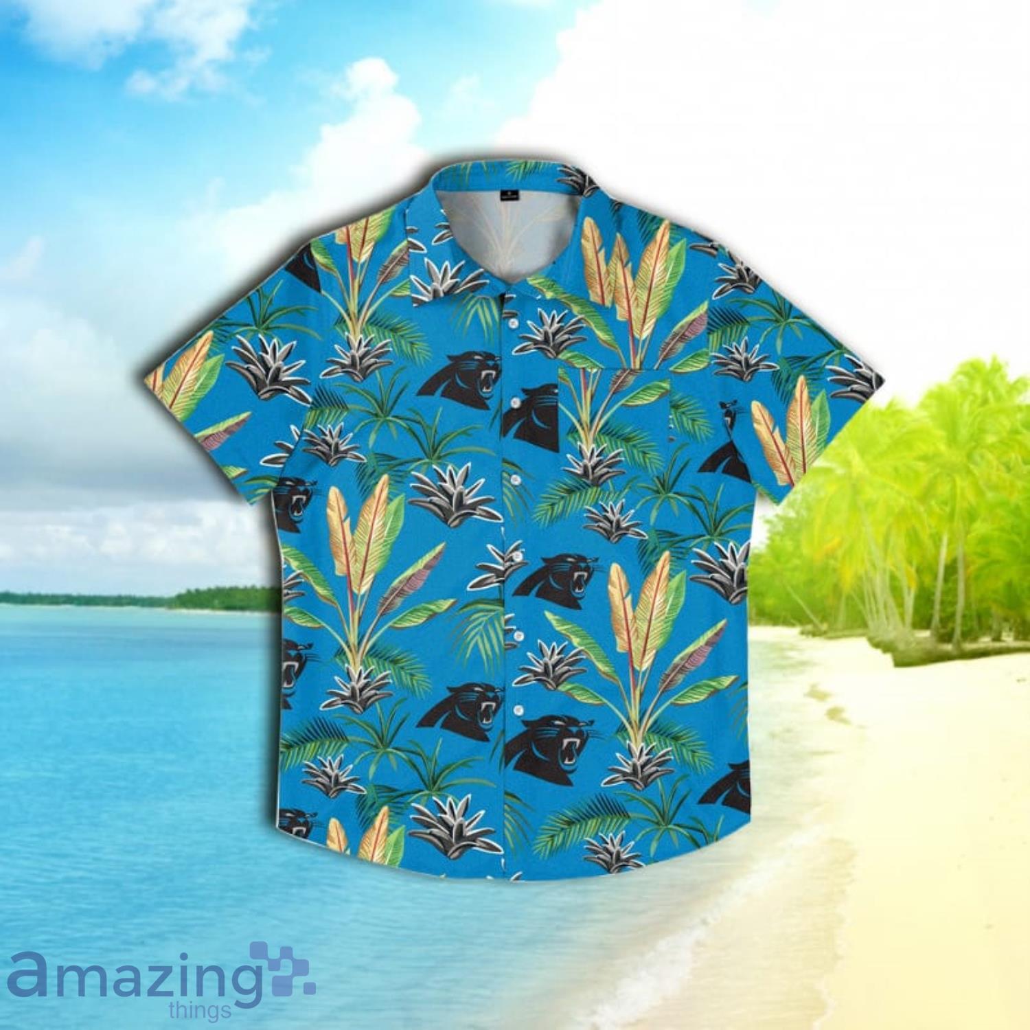 Carolina Panthers Nfl Mens Victory Vacay Short Sleeve Hawaiian Shirt Product Photo 1