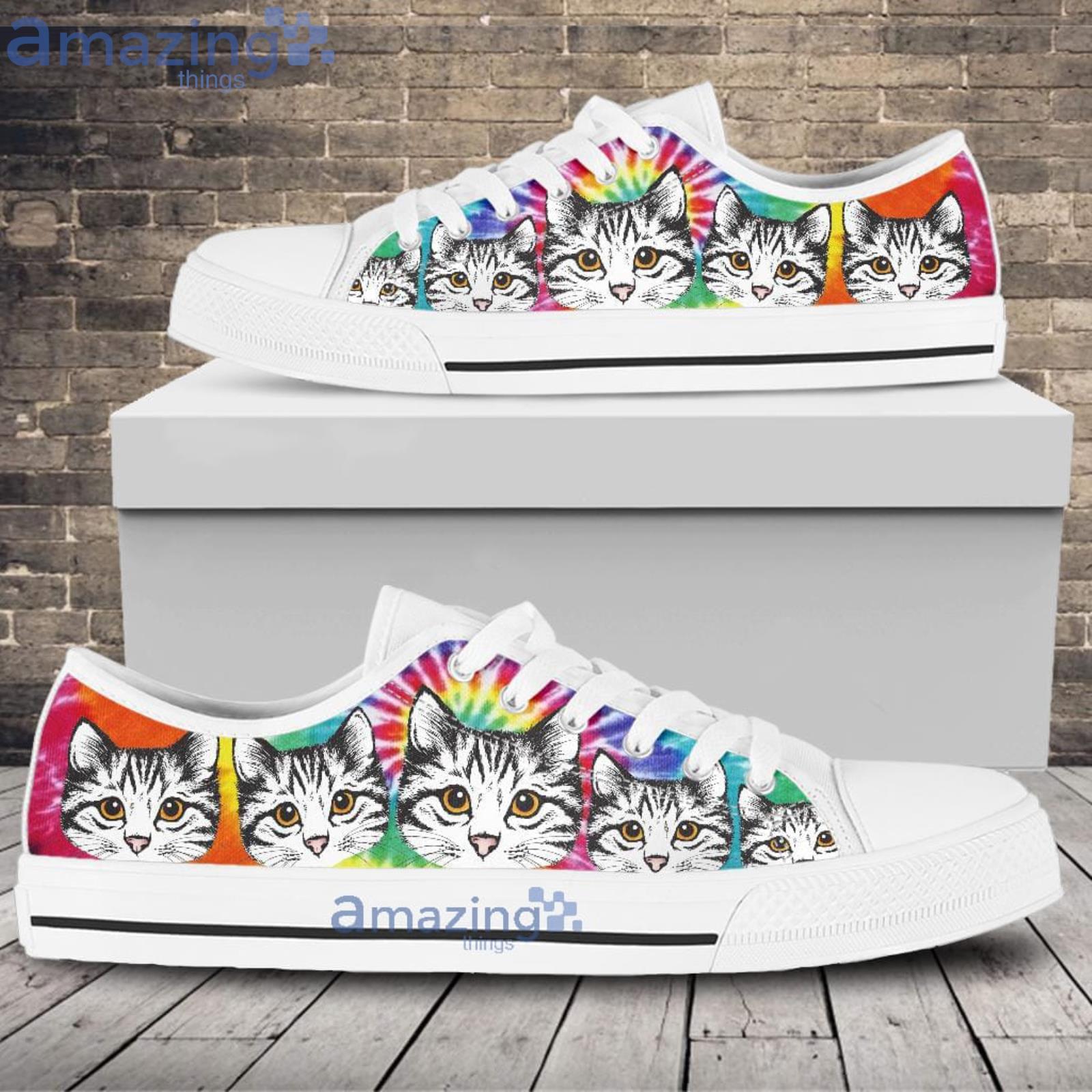 Cat Colorful Low Top Shoes Gift Cat Lover Product Photo 1