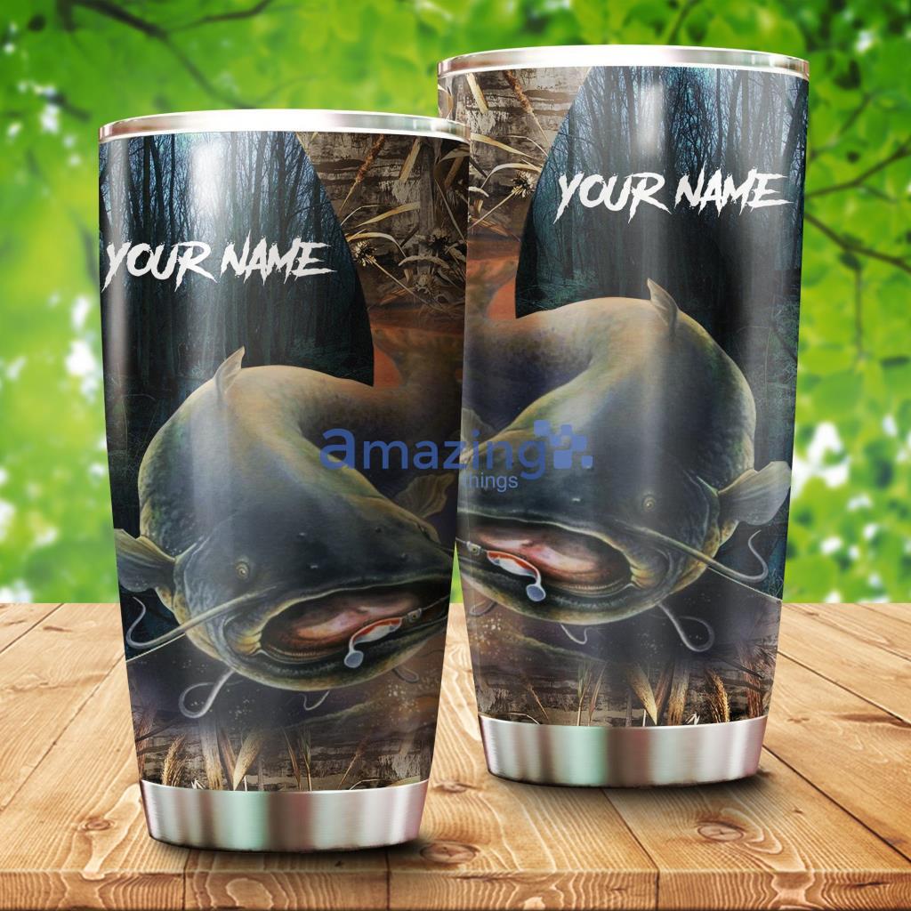 Catfish Fishing Customize Name Camo Tumbler - CatfishFishingCustomizeNameCamoTumbler