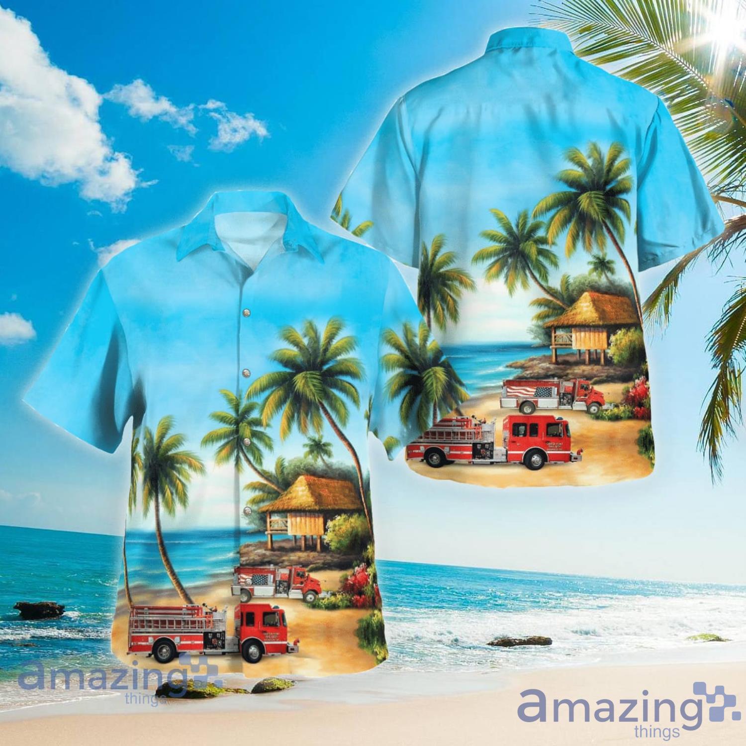 Center Point Fire Dept. Beach Summer Gift Blue Hawaiian Shirt Product Photo 1