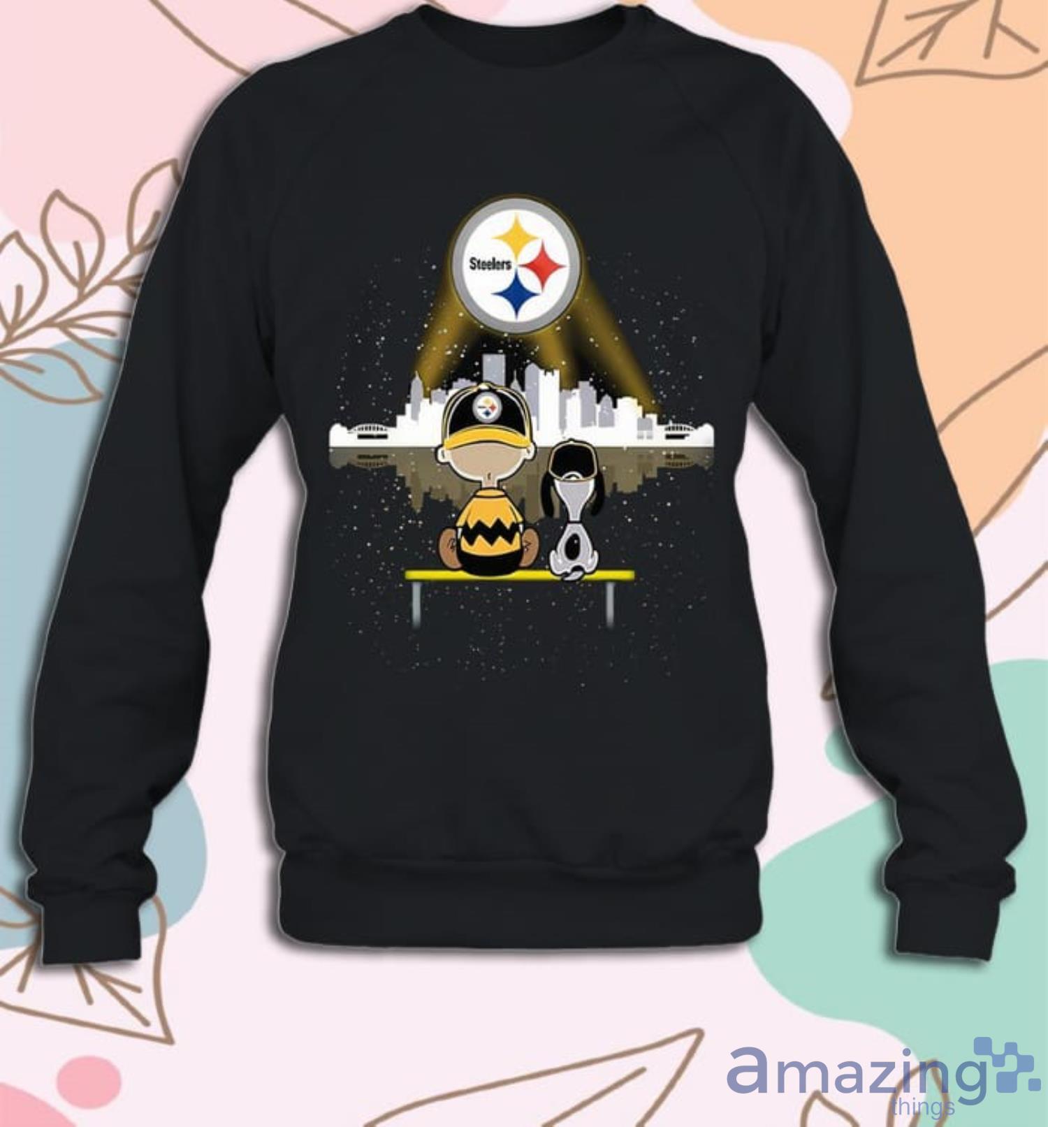 Charlie Brown And Snoopy Dog Watching City Pittsburgh Steelers T