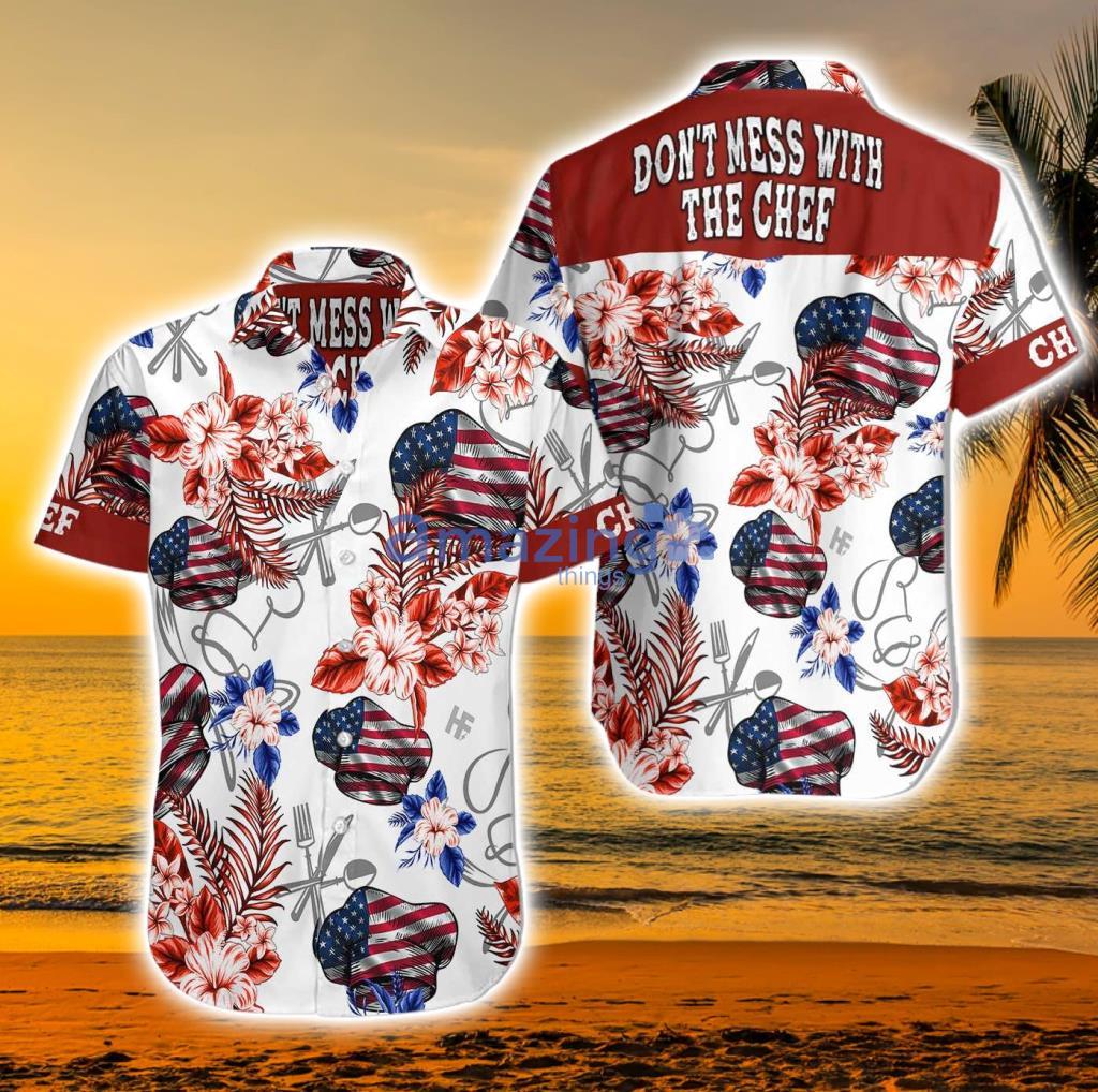 Chef American Flag And Tropical Hawaiian Shirt Product Photo 1