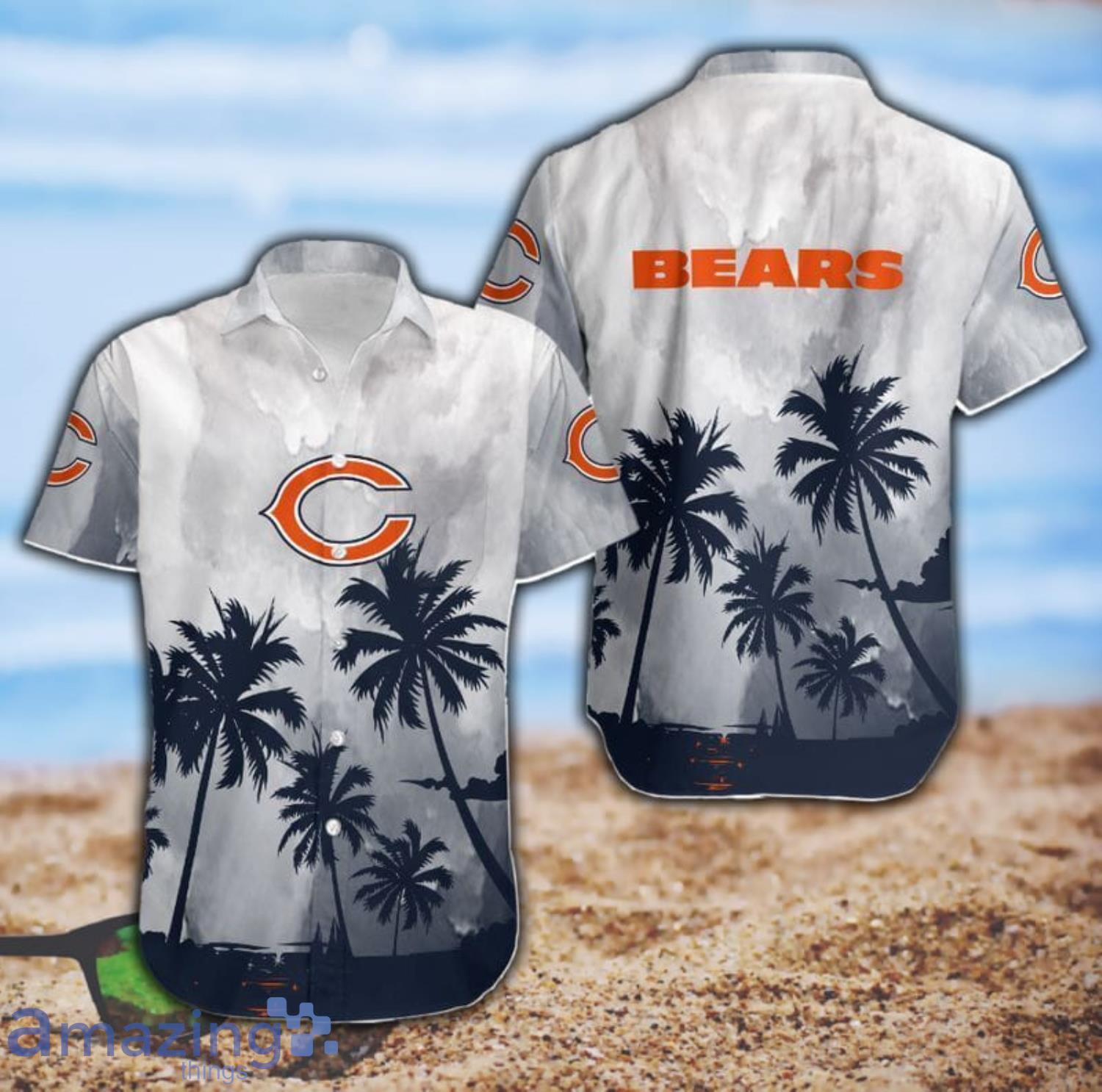 Chicago Bears Coconut Trees NFL Short Sleeve Hawaiian Shirt Product Photo 1