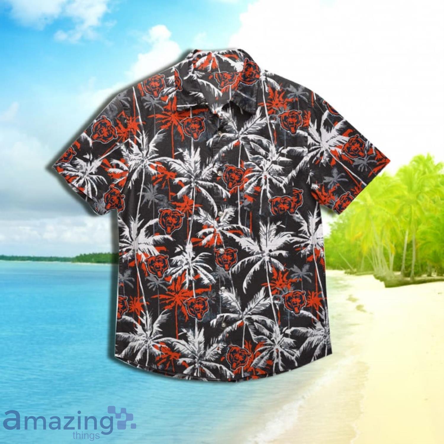 Chicago Bears Nfl Mens Black Floral Short Sleeve Hawaiian Shirt