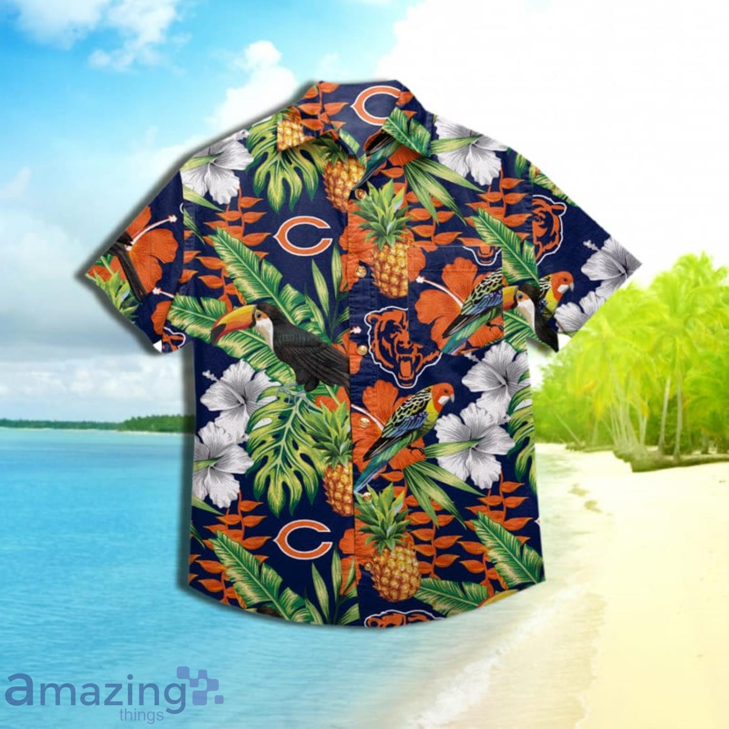 Chicago Bears Nfl Mens Floral Short Sleeve Hawaiian Shirt