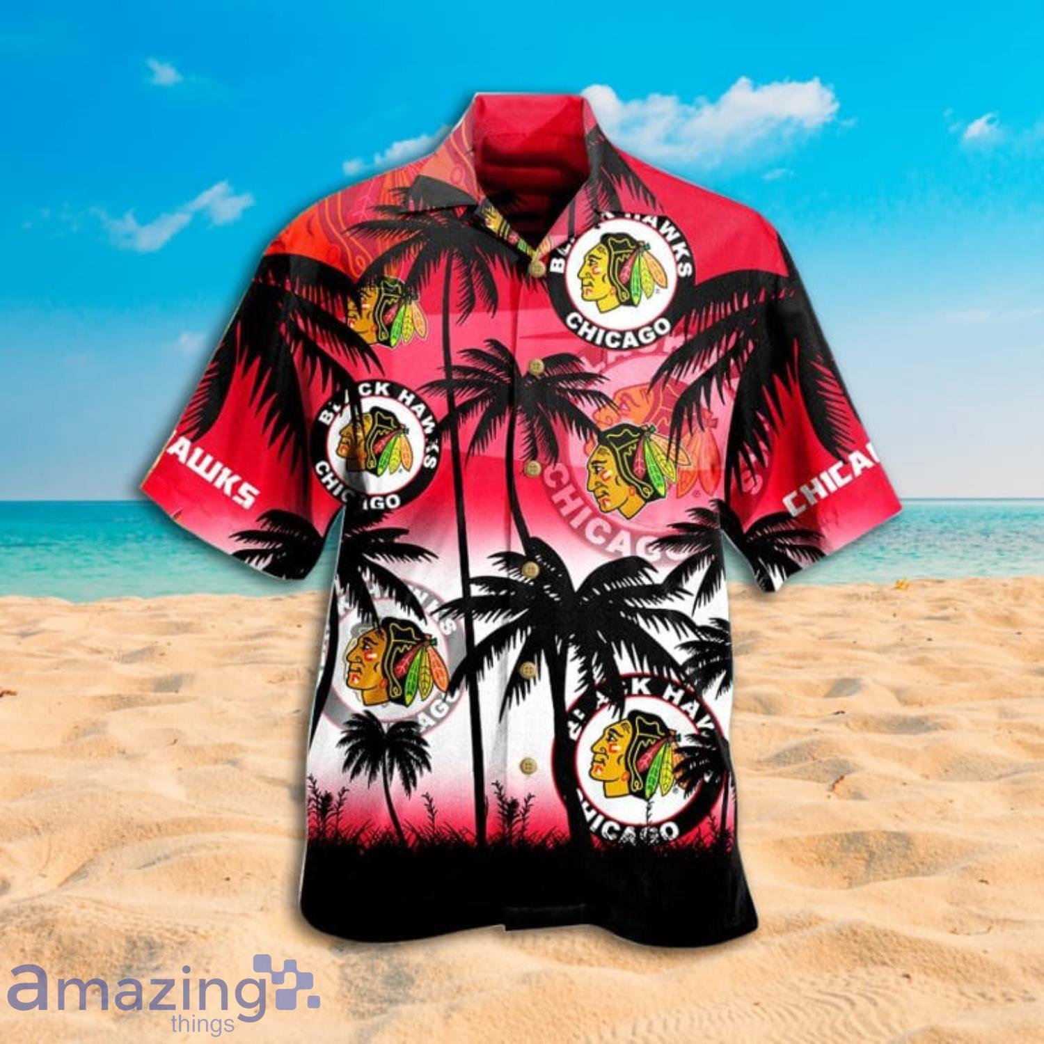 Chicago Blackhawks Palm Tree Hawaiian Shhirt Gift For Fans Product Photo 1
